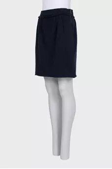 Blue wool skirt with a zipper