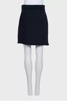 Blue wool skirt with a zipper