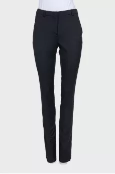 Black tapered wool trousers