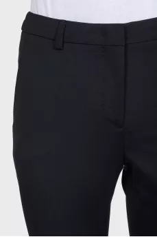 Black tapered wool trousers
