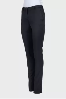 Black tapered wool trousers
