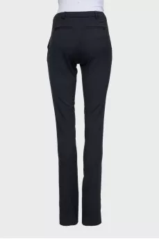Black tapered wool trousers