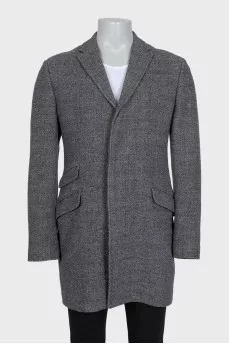 Men's gray single-breasted wool coat