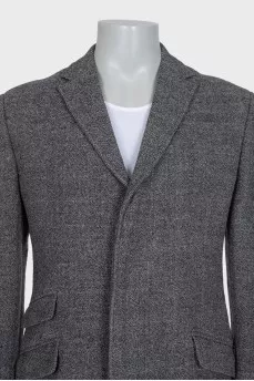 Men's gray single-breasted wool coat