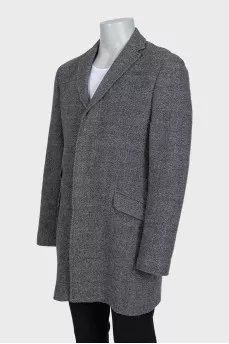 Men's gray single-breasted wool coat