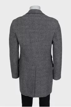 Men's gray single-breasted wool coat