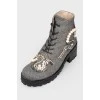 Low speed shoes with rhinestones and beads