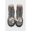 Low speed shoes with rhinestones and beads