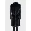 Black mink coat with a belt