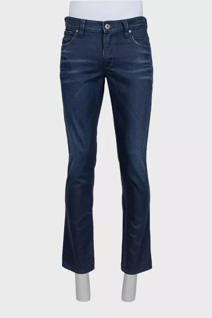 Men's dark blue jeans with decoration
