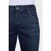Men's dark blue jeans with decoration