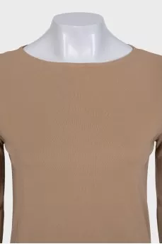 Brown long sleeve top with thumb holes