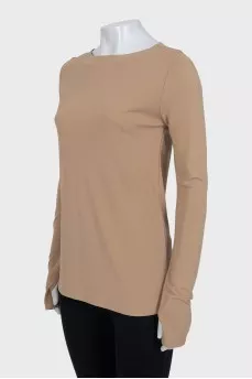 Brown long sleeve top with thumb holes