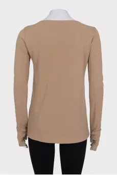 Brown long sleeve top with thumb holes