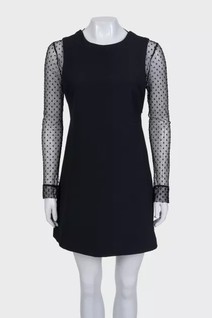 Fitted dress with sheer sleeves