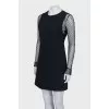 Fitted dress with sheer sleeves