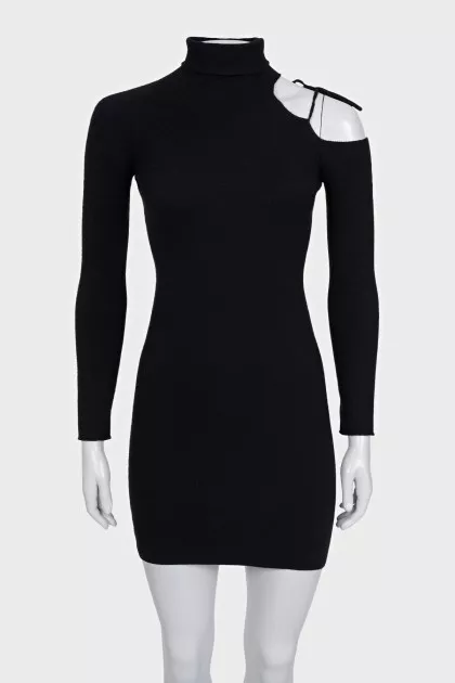 Black dress with shoulder accent