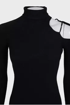Black dress with shoulder accent