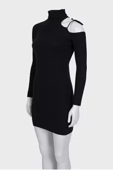 Black dress with shoulder accent