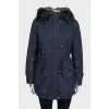 Insulated parka with a zipper and buttons