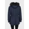 Insulated parka with a zipper and buttons