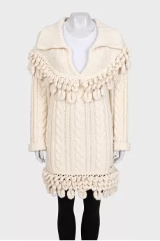 Knitted cashmere dress with decoration