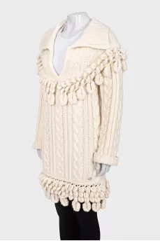 Knitted cashmere dress with decoration