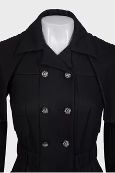 Black double-breasted dress with a belt