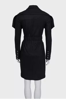 Black double-breasted dress with a belt