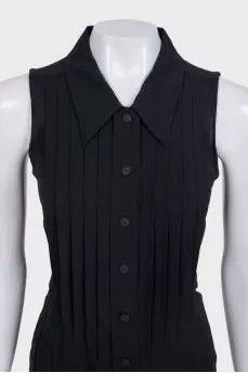 Fitted pleated silk dress