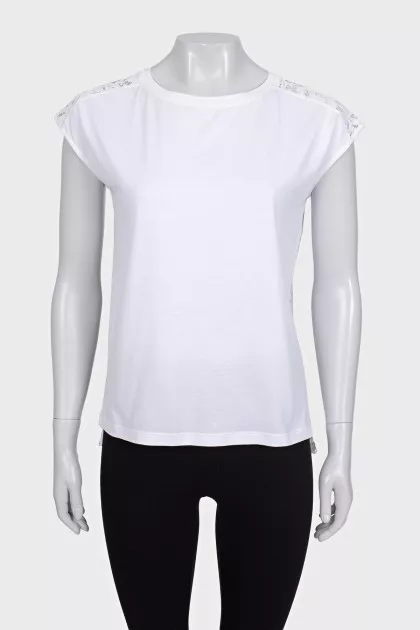 White T-shirt with lace back