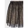 Black skirt with lace in floral print