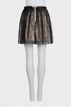 Black skirt with lace in floral print
