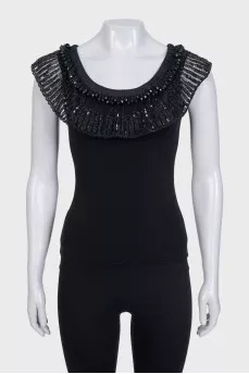 Black tank top with embellished top