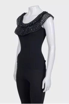 Black tank top with embellished top