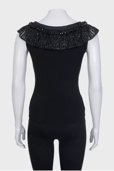Black tank top with embellished top