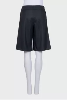 Black wool shorts with slits