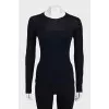 Two-tone long sleeve cashmere and silk