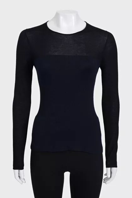 Two-tone long sleeve cashmere and silk