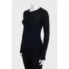 Two-tone long sleeve cashmere and silk