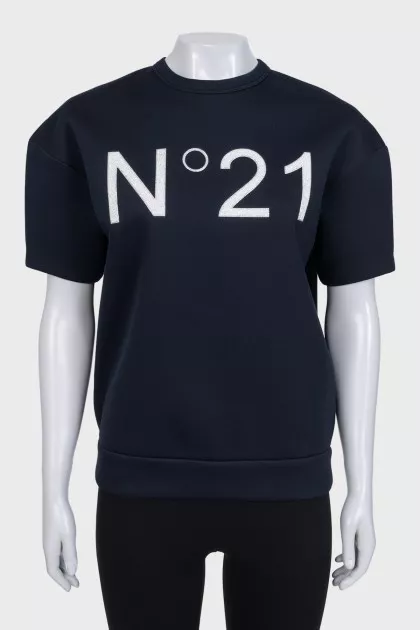 Футболка oversize з сріблястим лого