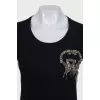 Straight-cut T-shirt decorated with crystals