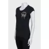 Straight-cut T-shirt decorated with crystals