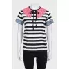 Striped T-shirt with decorative inserts