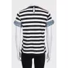 Striped T-shirt with decorative inserts