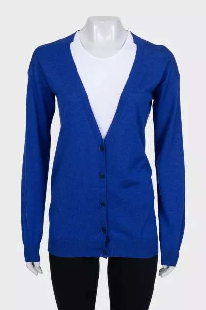 Blue wool and silk cardigan