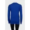 Blue wool and silk cardigan