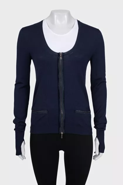 Blue wool cardigan