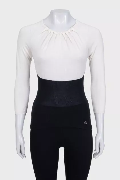 Fitted jumper in cashmere and silk