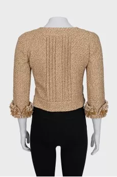 Cropped tweed jacket with pearls